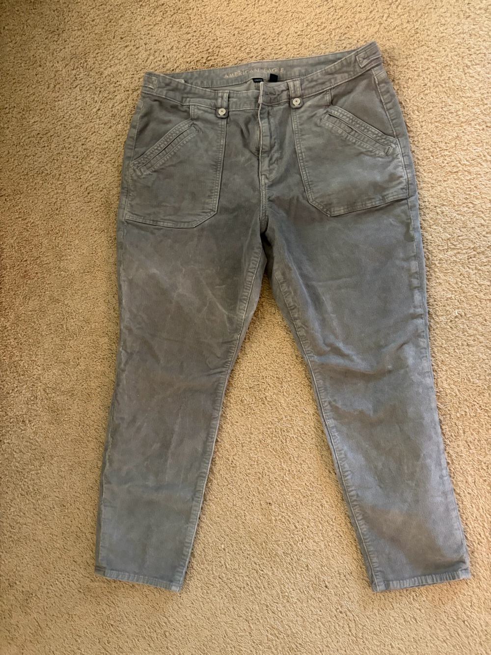 American Eagle Outfitters Women’s Corduroy Gray Slim-Straight Jeans